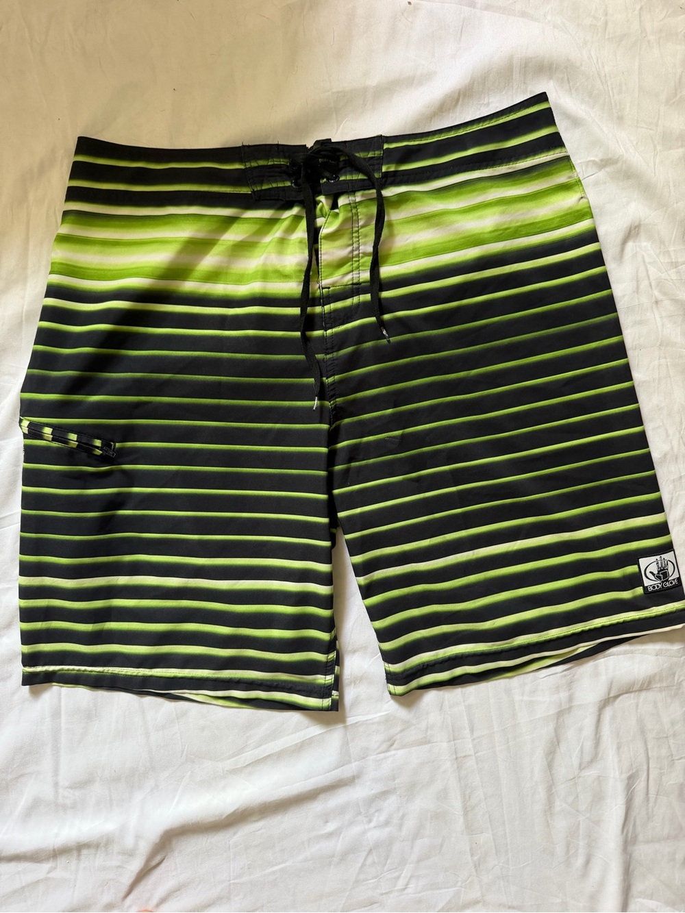 Bodyglove Voodoo Boardshorts Neon Green Stripes Y2K Mens Size 36